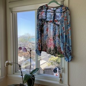 Anthropologie Miranda Blouse - Blue and Pink